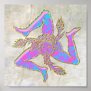 Sicilian Trinacria on Plaster Poster