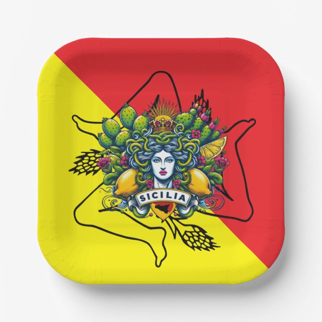 Sicilian Trinacria  Paper Plate (Front)