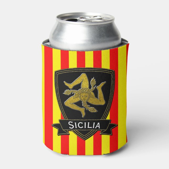 Sicilian Trinacria Stripe Can Cooler (Can Front)