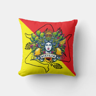 Sicilian Trinacria Throw Pillow