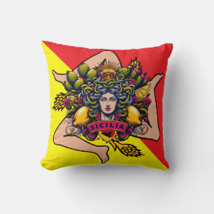Sicilian Trinacria Throw Pillow