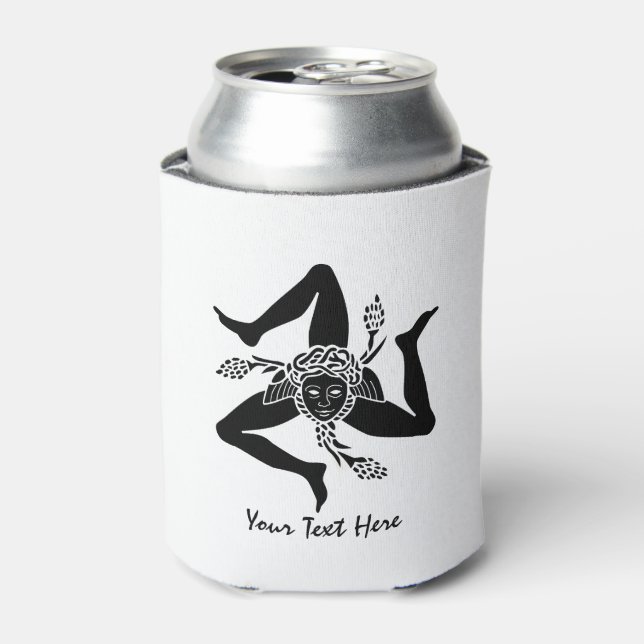 Sicilian Trinacria Your Text  and Background Can Cooler (Can Front)