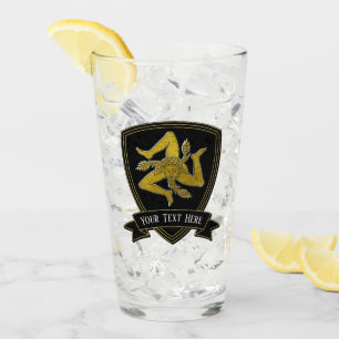 Sicilian Trinacria Your Text Glass