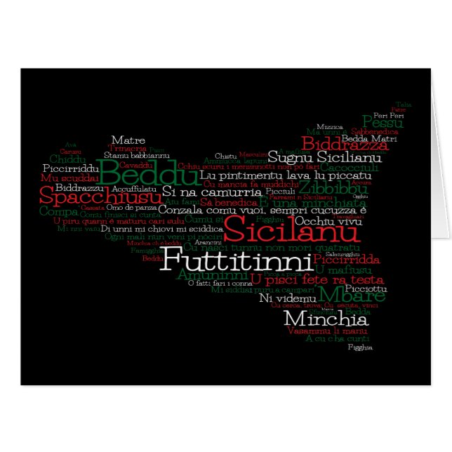 Sicilian Word Art Map (Front Horizontal)