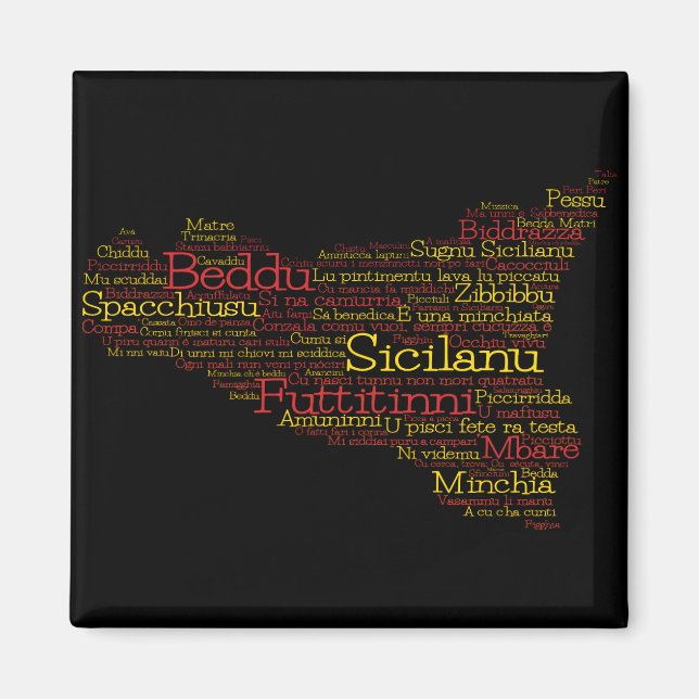 Sicilian Word Art Map Magnet (Front)