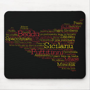 Sicilian Word Art Map Mouse Pad
