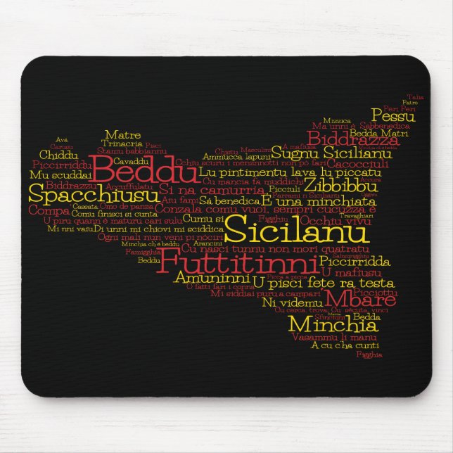 Sicilian Word Art Map Mouse Pad (Front)