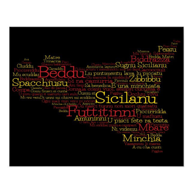Sicilian Word Art Map Poster (Front)