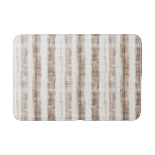Sicilian Woven Cream Tan Stripes Bath Mat