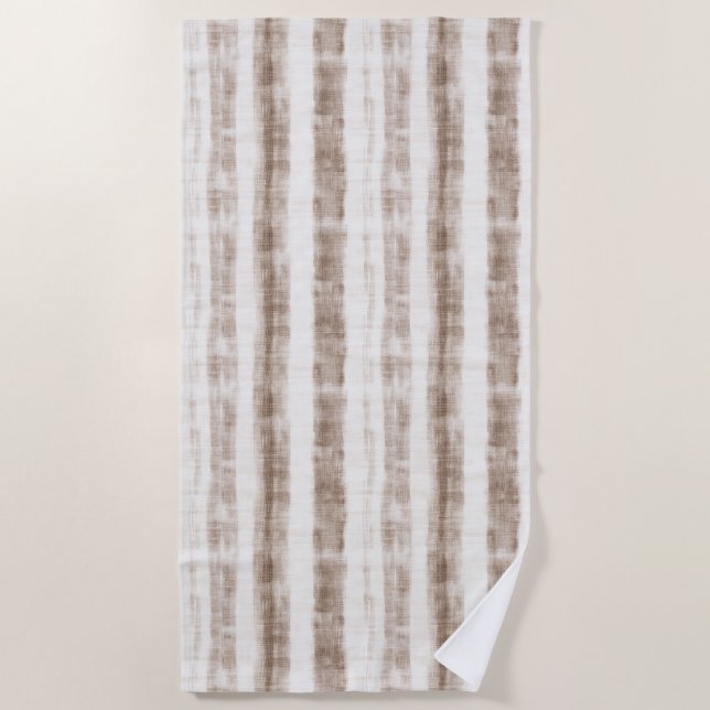 Sicilian Woven Cream Tan Stripes   Beach Towel (Front)