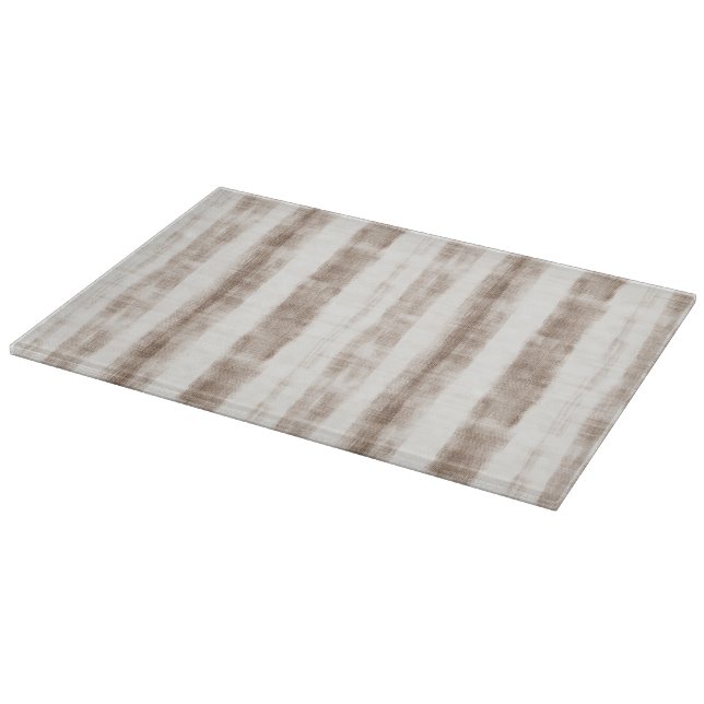 Sicilian Woven Cream Tan Stripes Bridal Shower Cutting Board (Corner)