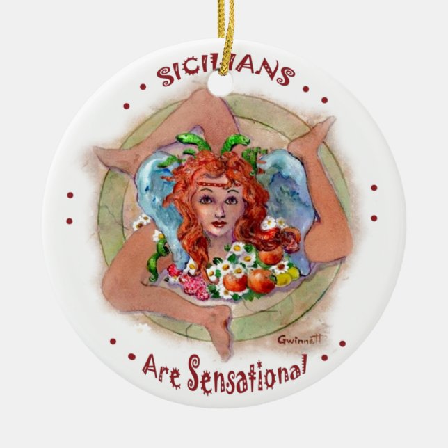 Sicilians are Sensational Ceramic Ornament (Front)