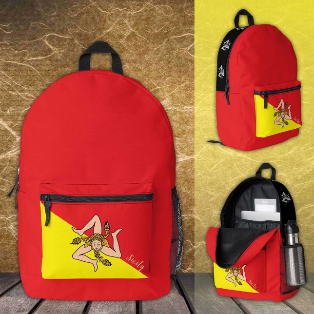 Sicily, backpack, Sicilian Flag, Triskelion Printed Backpack (Creator Uploaded)