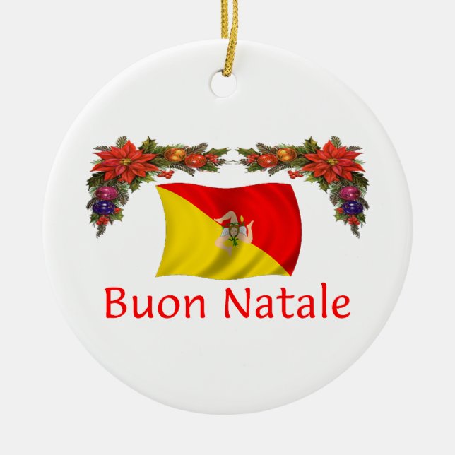 Sicily Christmas Ceramic Tree Decoration (Front)