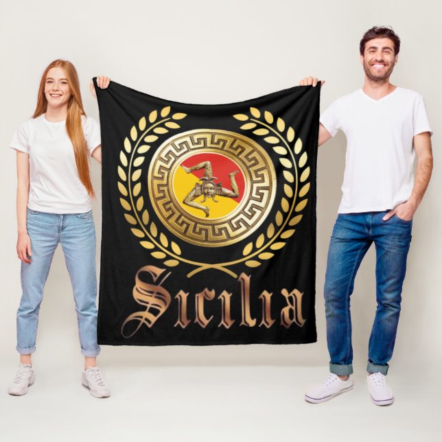 Sicily Flag and  Emblem Gift Blanket (In Situ)