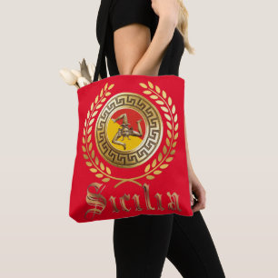 Sicily Flag and Emblem Gift Tote Bag
