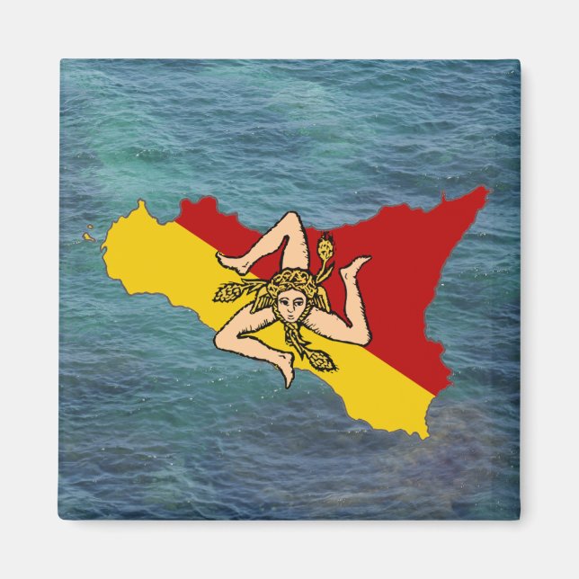 Sicily Flag & Island Magnet (Front)