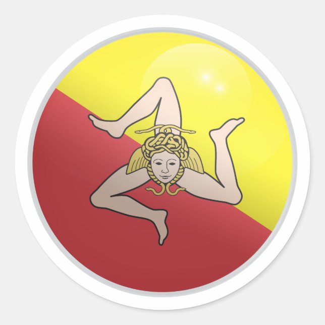 Sicily Glossy Circle Flag Classic Round Sticker (Front)