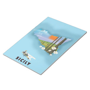 Sicily Illustrated map travel poster Notepad