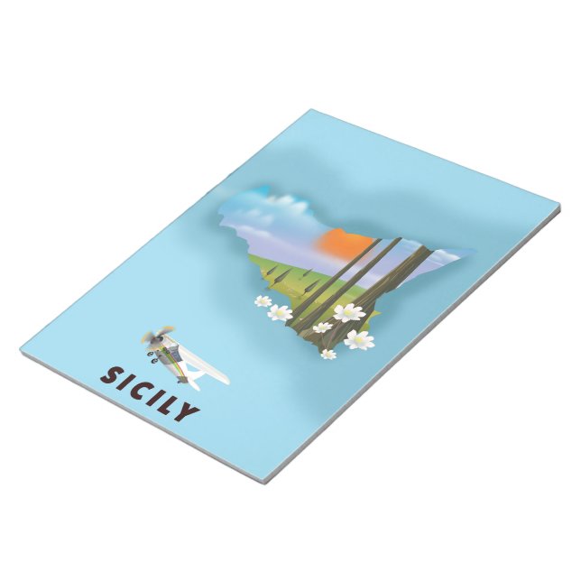 Sicily Illustrated map travel poster Notepad (Angled)