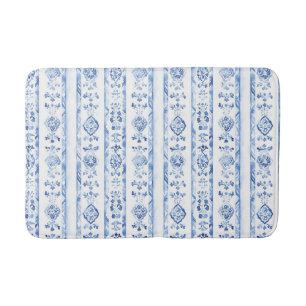 Sicily Italian Rustic Blue Stripes Bath Mat