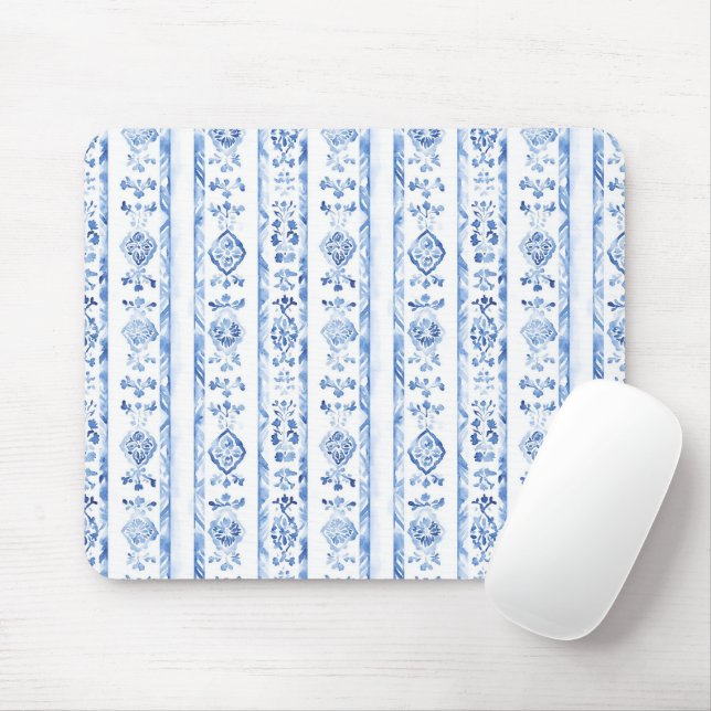 Sicily Italian Rustic Blue Stripes Mouse Pad (With Mouse)