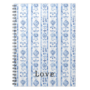 Sicily Italian Rustic Blue Stripes Notebook