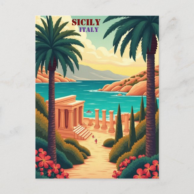 Sicily, Italy Coastal Views, Culture Charm Postcard (Front)