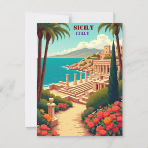 Sicily, Italy Coastal Views, Culture Charm Postcard