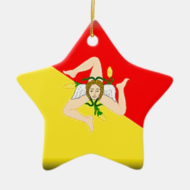Sicily (Italy) Flag Ceramic Tree Decoration (Front)