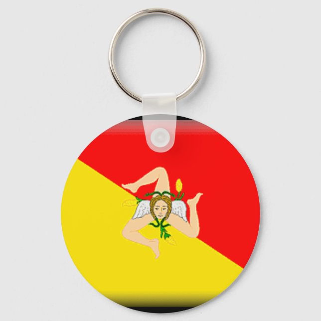 Sicily (Italy) Flag Key Ring (Front)