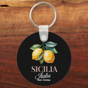 Sicily Italy Proud Sicilian Fresh Italian Lemons  Key Ring