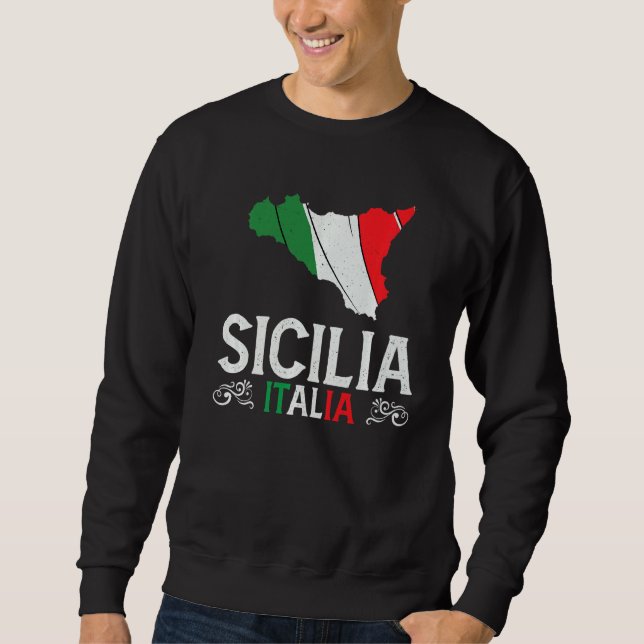 Sicily Italy  Sicily Souvenir Silhouette Sicily Sweatshirt (Front)
