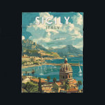 Sicily Italy Travel Art Vintage Fleece Blanket<br><div class="desc">Sicily retro vector travel design. Sicily,  the largest Mediterranean island,  is just off the "toe" of Italy's "boot." Its rich history is reflected in sites like the Valley of the Temples.</div>