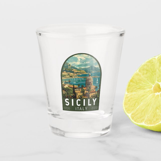 Sicily Italy Travel Art Vintage Shot Glass (Front)