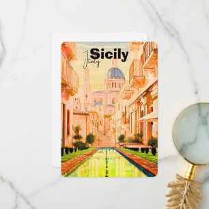 Sicily Italy Travel Postcard, Sicily Travel Art, I Thank You Card