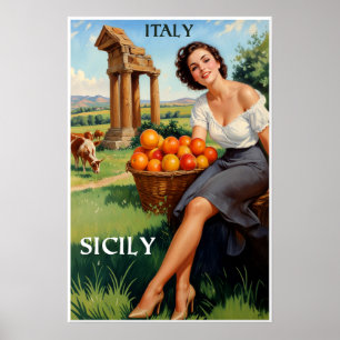 Sicily, Italy travel poster