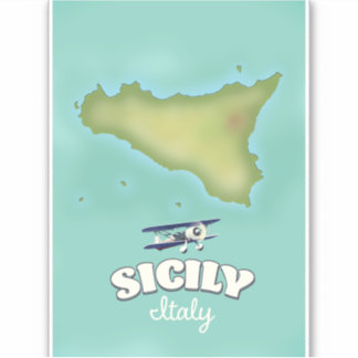 Sicily Italy vintage style map