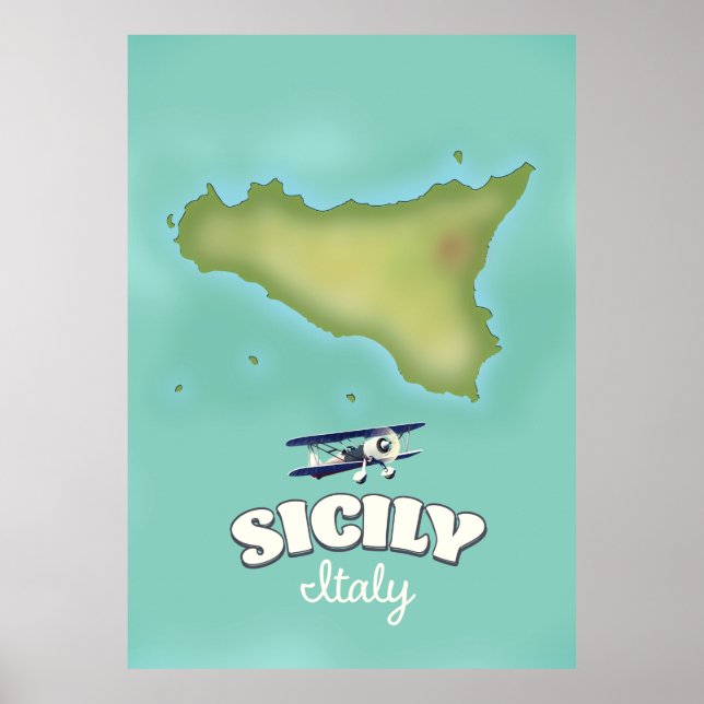 Sicily Italy vintage style map Poster (Front)