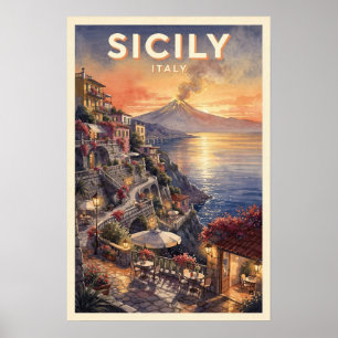 Sicily Italy Vintage Travel Poster