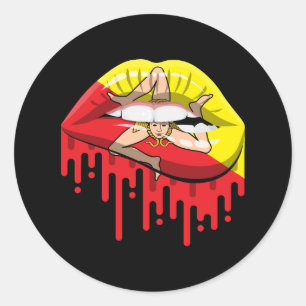 Sicily lips pride root flag classic round sticker