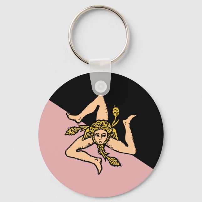 Sicily (Pink And Black), Italy flag Key Ring (Front)