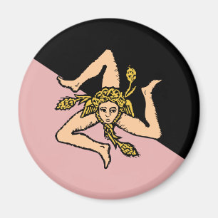 Sicily (Pink And Black), Italy flag Magnet