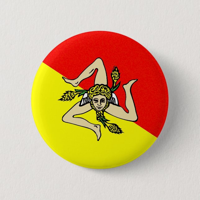 Sicily region flag italy sicilia county 6 cm round badge (Front)