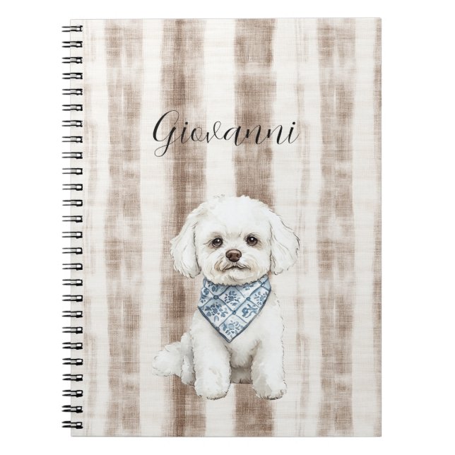 Sicily Rustic Brown Stripes Dog Notebook (Front)