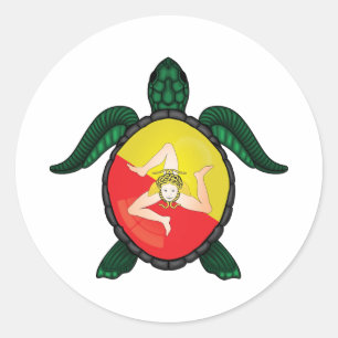Sicily sea turtle flag classic round sticker