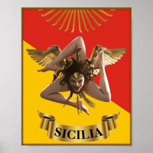 Sicily / Sicilian Medusa  Trinacria  Poster