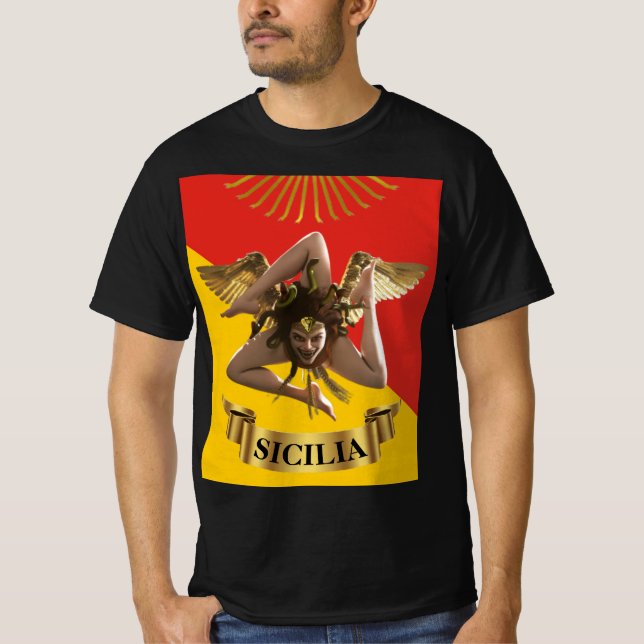 Sicily / Sicilian Medusa  Trinacria  Poster T-Shir T-Shirt (Front)