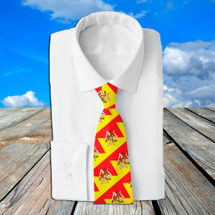 Sicily Ties, fashion Sicilian Flag, business Tie