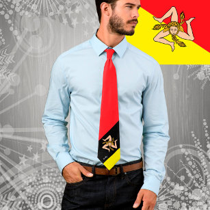 Sicily, Triskelion Tie, Sicilian flag fashion Tie